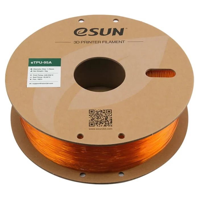 Пластик для 3D-принтера eSUN eTPU-95A 1кг, 1.75мм, orange transparent (ETPU-95A175GO1) зображення 3
