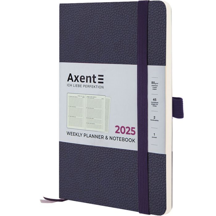 Тижневик Axent датований 2025 Partner Soft Skin 125х195 мм, сіро-лазурний (8509-25-48-A)