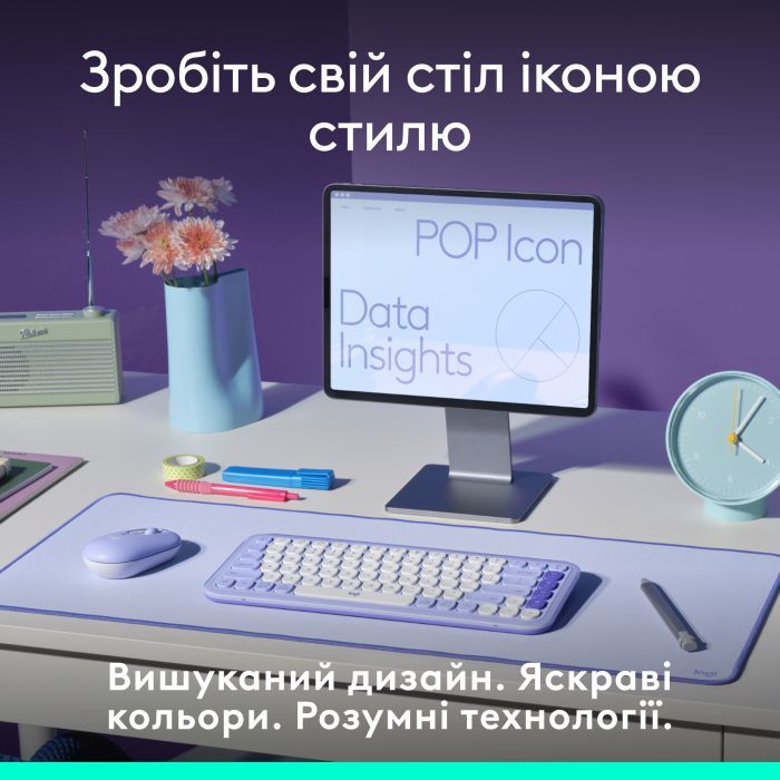 Клавіатура Logitech POP Icon Keys Bluetooth UA Lilac (920-013074) зображення 2