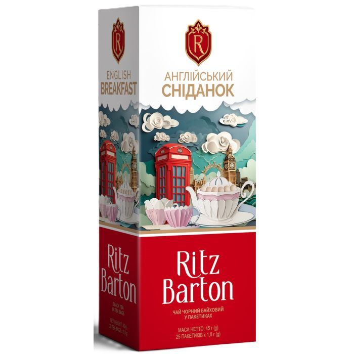 Чай Ritz Barton Английский завтрак Черный байховый 25 пакетиков по 1.8 г (4820279611013)