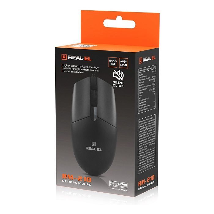 Мышка REAL-EL RM-210 USB Black (EL123200036) изображение 10