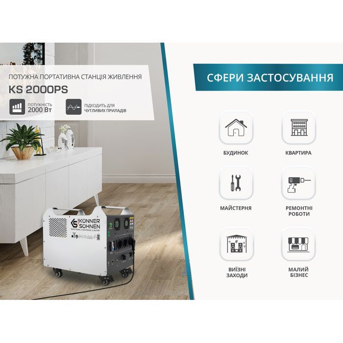 Зарядная станция Konner&Sohnen KS2000PS, 2000W, 1792Wh (KS2000PS) изображение 2