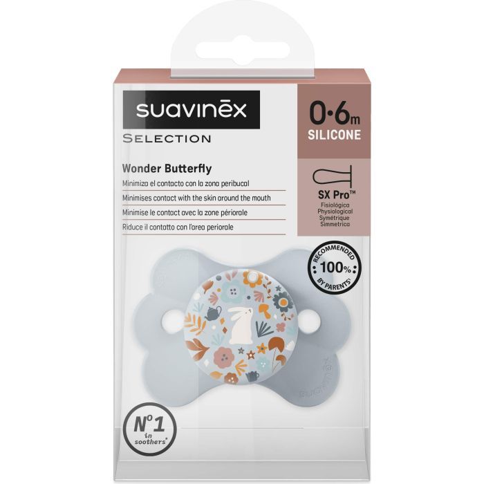 Пустушка Suavinex Wonderland у формі метелика, 0-6 міс. блакитна з малюнком (308776) зображення 3