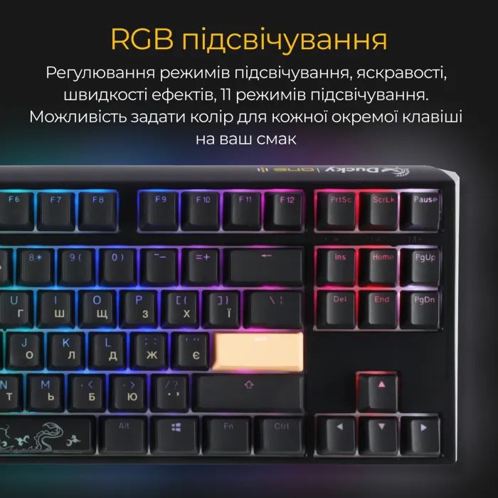 Клавиатура Ducky One 3 TKL Cherry MX Red RGB UA USB White (DKON2187ST-RUAPXPWWWSC1) изображение 3
