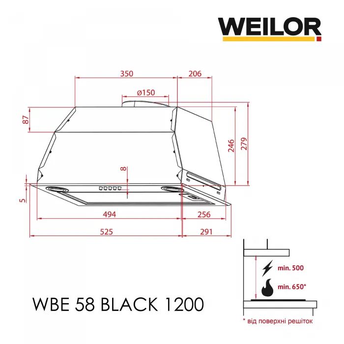 Витяжка кухонна Weilor WBE 58 BLACK (5905538402157) зображення 9