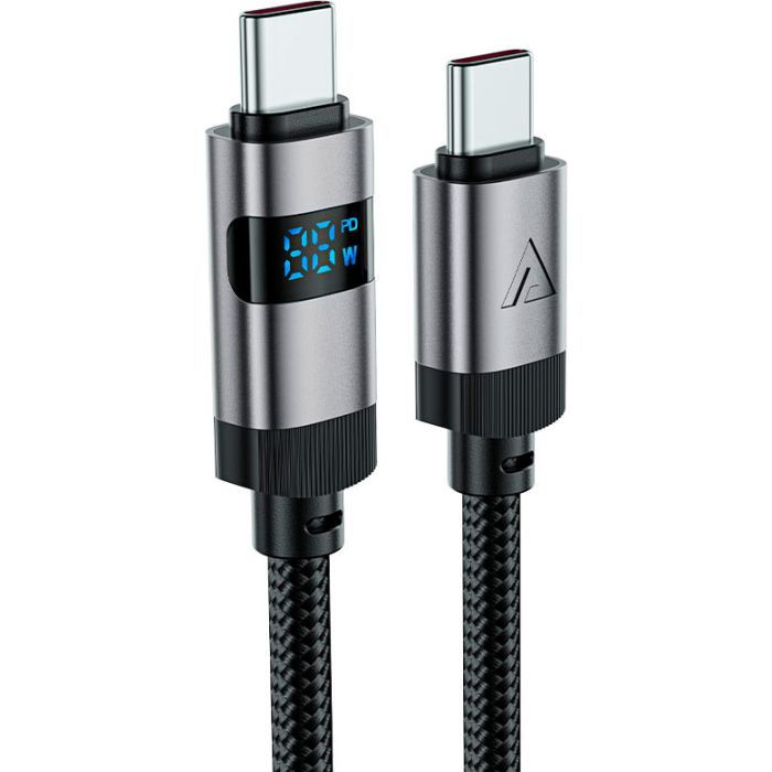 Дата кабель USB-C to USB-C 1.2m 60W digital display C15-03 Black Acefast (6974316283720) изображение 2