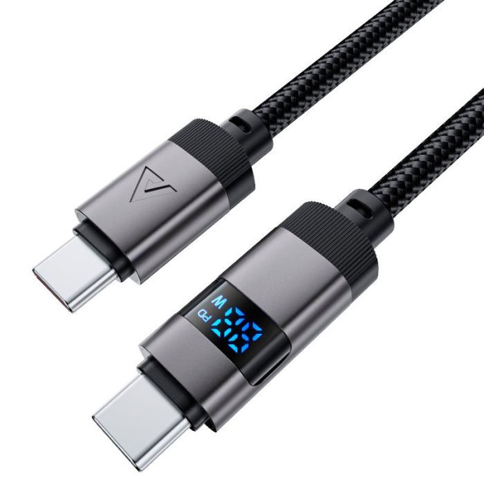 Дата кабель USB-C to USB-C 1.2m 60W digital display C15-03 Black Acefast (6974316283720) изображение 3