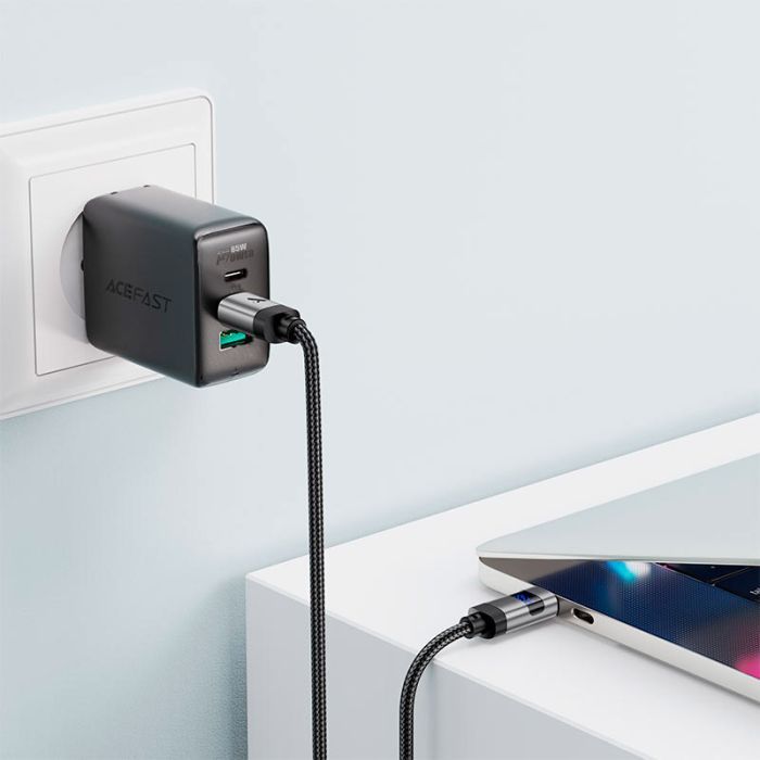 Дата кабель USB-C to USB-C 1.2m 60W digital display C15-03 Black Acefast (6974316283720) изображение 6