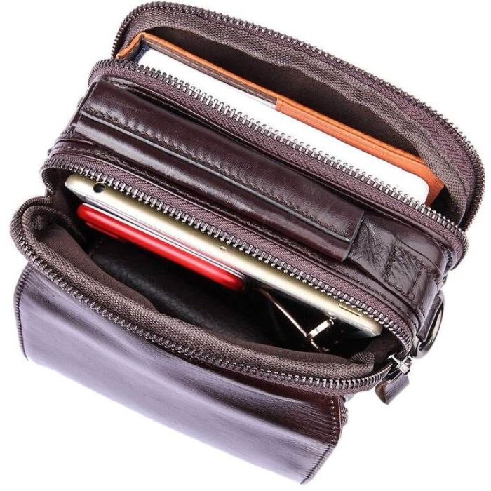 Сумка Vintage Из натуральной кожи Коричневая (14544) изображение 10