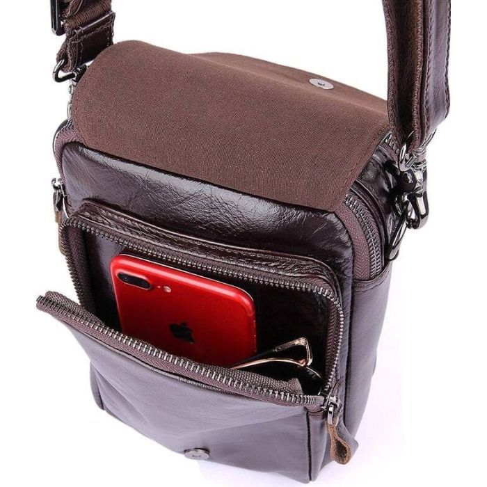 Сумка Vintage Из натуральной кожи Коричневая (14544) изображение 8