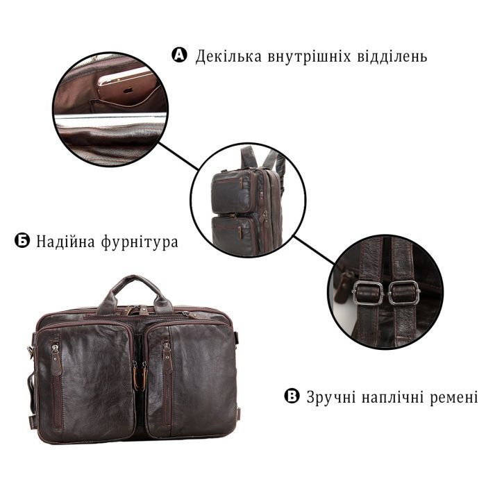 Сумка Vintage Трансформер Коричневая (14106) изображение 4