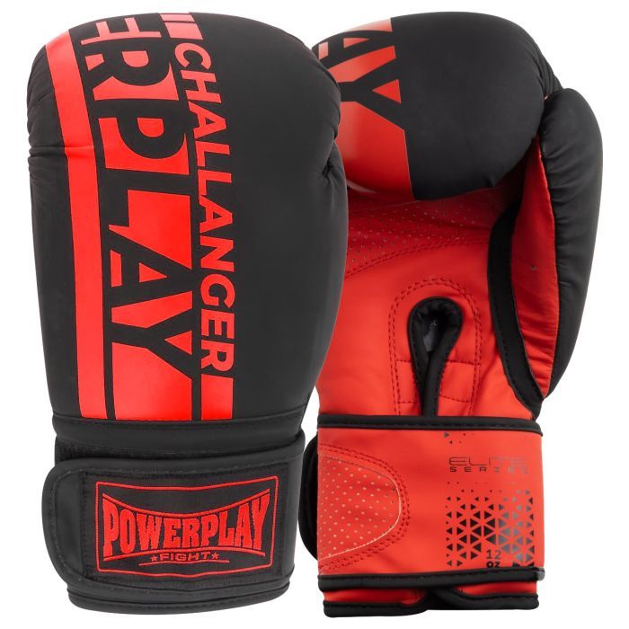 Боксерські рукавички PowerPlay 3086 Matt Challenger Чорно-Червоні 14 унцій (PP_3086_14oz_Bl/Red)