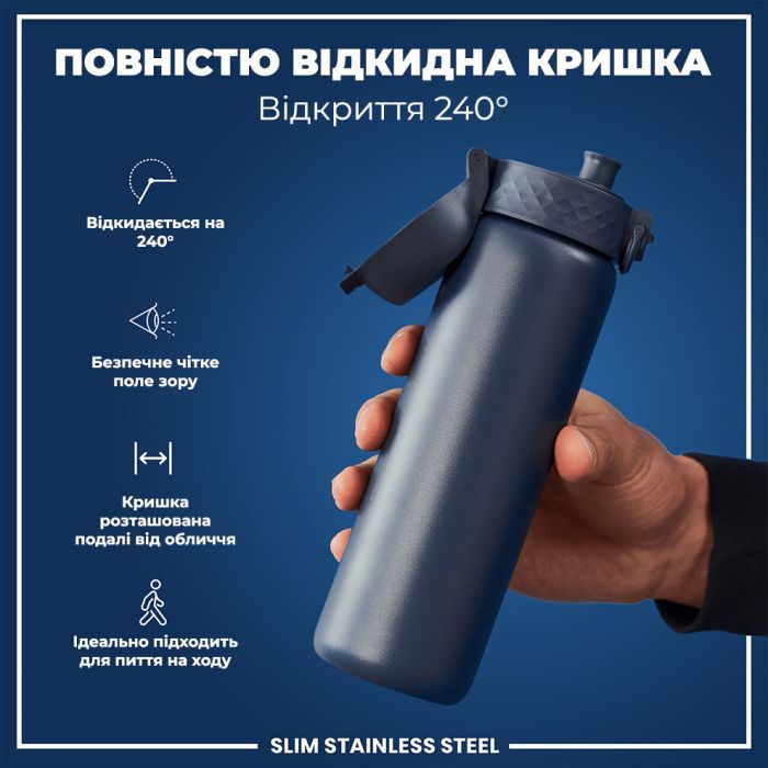 Пляшка для води ION8 OneTouch Stainless Steel 600 мл Blue (I8SS600BLU) зображення 3