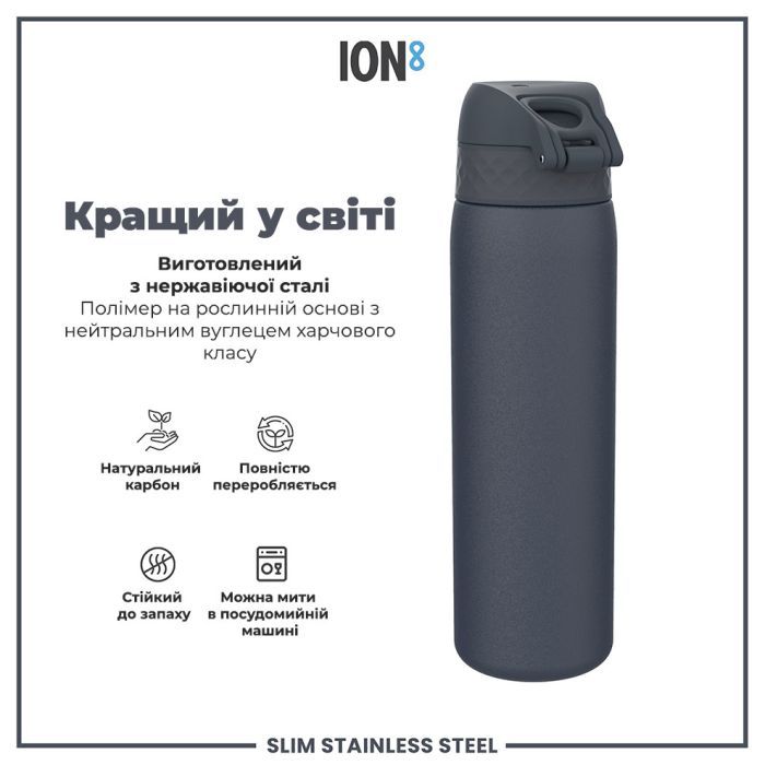 Пляшка для води ION8 OneTouch Stainless Steel 600 мл Blue (I8SS600BLU) зображення 6