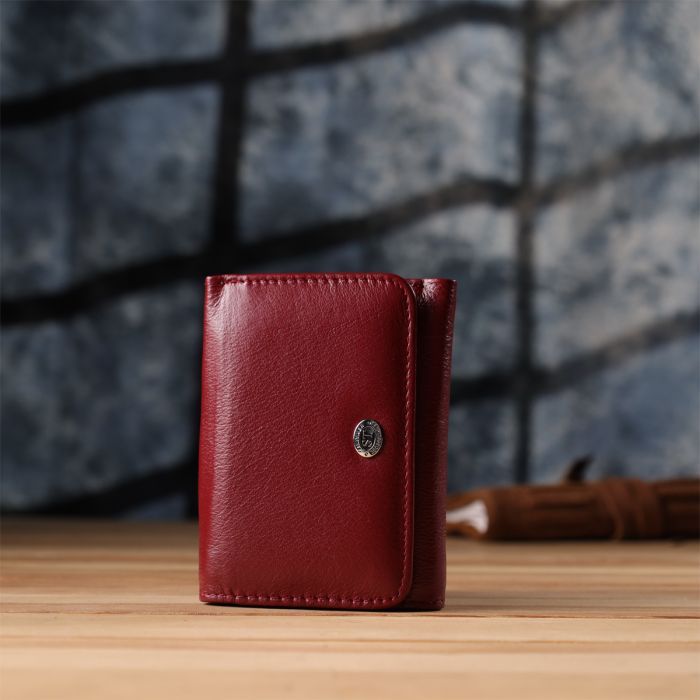 Гаманець ST Leather З натуральної шкіри Бордовий (23073) зображення 9