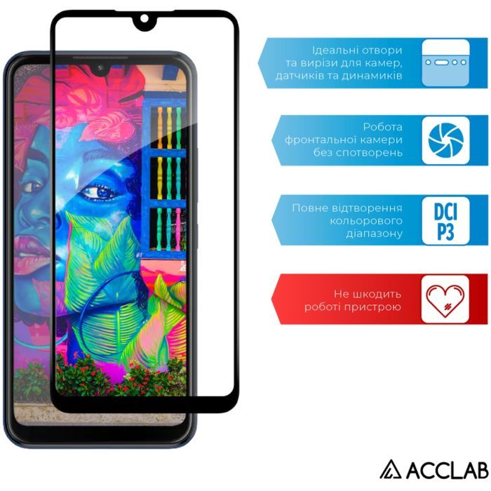 Скло захисне ACCLAB Full Glue ZTE Blade L220 Black (1283126583346) зображення 5