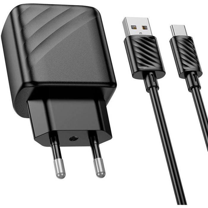Зарядний пристрій HOCO CS21A Rich USB QC3.0 + cable USB to USB-C Black (6942007609906) зображення 3