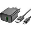 Зарядний пристрій HOCO CS21A Rich USB QC3.0 + cable USB to USB-C Black (6942007609906)