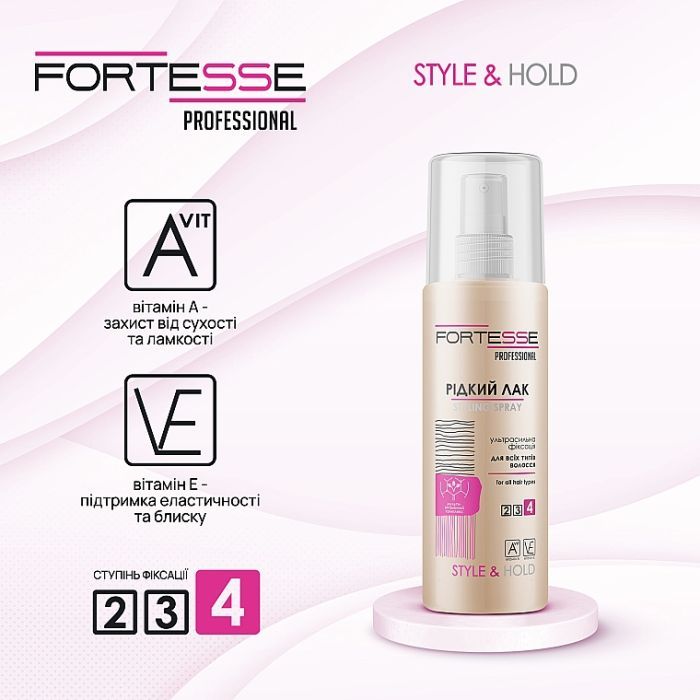 Лак для волос Fortesse Professional Style & Hold Жидкий ультрасильной фиксации 150 мл (4820197000869) изображение 2