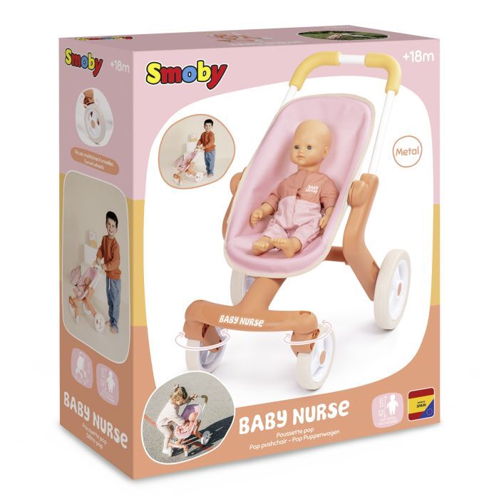 Коляска для ляльок Smoby Baby Nurse Теракотова пудра. Прогулянка, з поворотними колесами, 18 міс + (7600251224) зображення 2