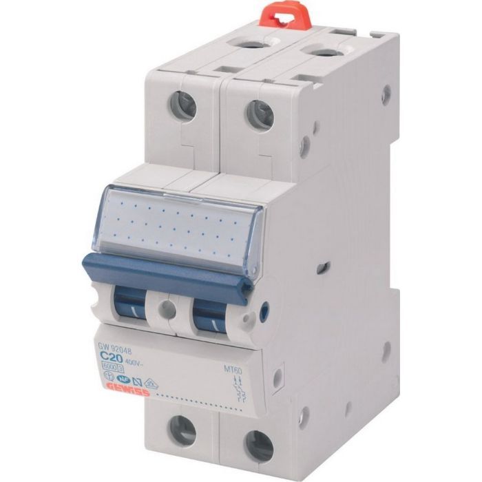 Автоматический выключатель GEWISS 2-п. 20A 6kA С (GW92048)