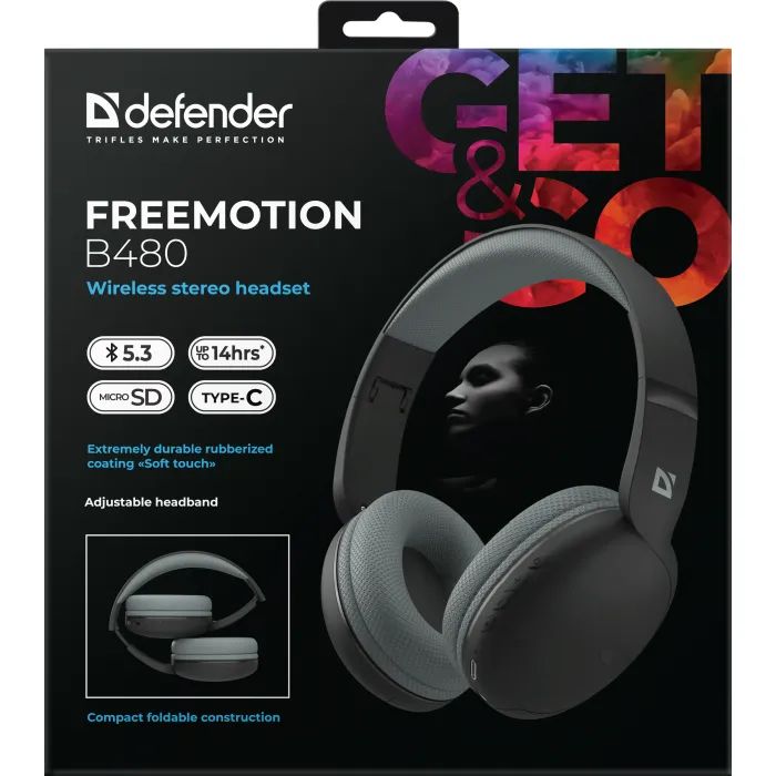 Наушники Defender FreeMotion B480 Bluetooth Black (63480) изображение 10