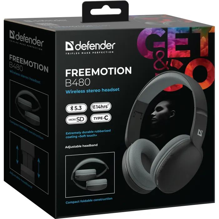 Наушники Defender FreeMotion B480 Bluetooth Black (63480) изображение 9