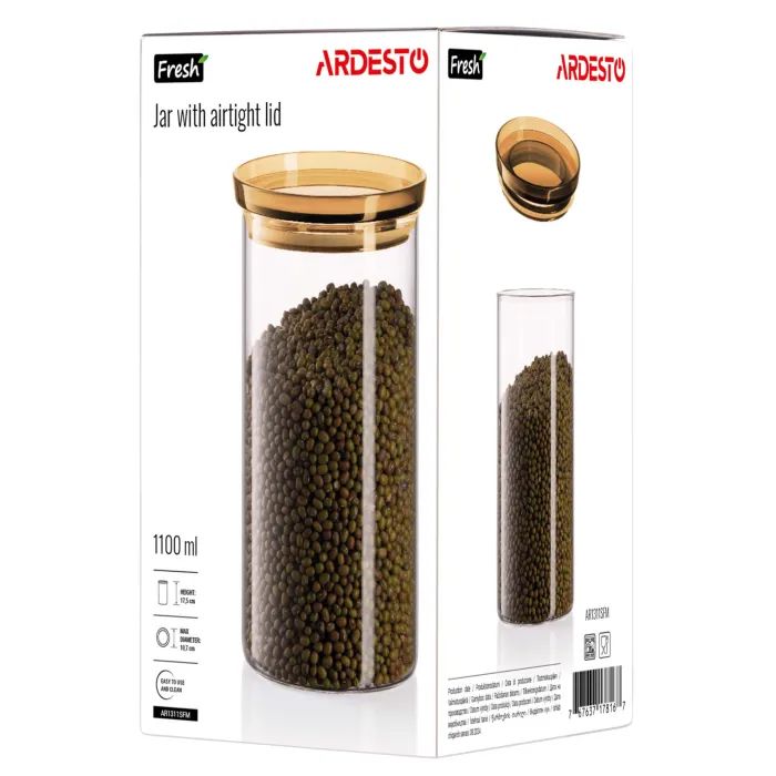 Банка Ardesto Fresh 1600 мл, скло, пластик, прозорий (AR1316SFM) изображение 7