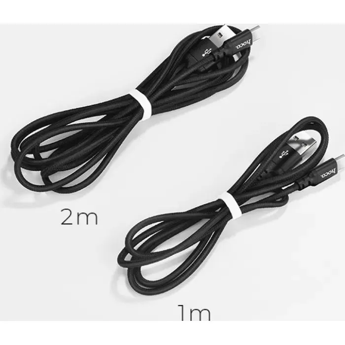 Дата кабель USB 2.0 AM to USB-C 1.0m 3A nylon black HOCO (6957531062868) изображение 2