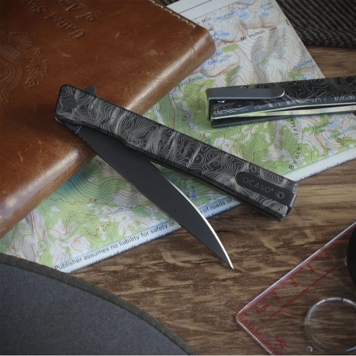Ніж Ocaso Solstice, Engraved titanium Topo Pattern, Black (10ETB) зображення 2