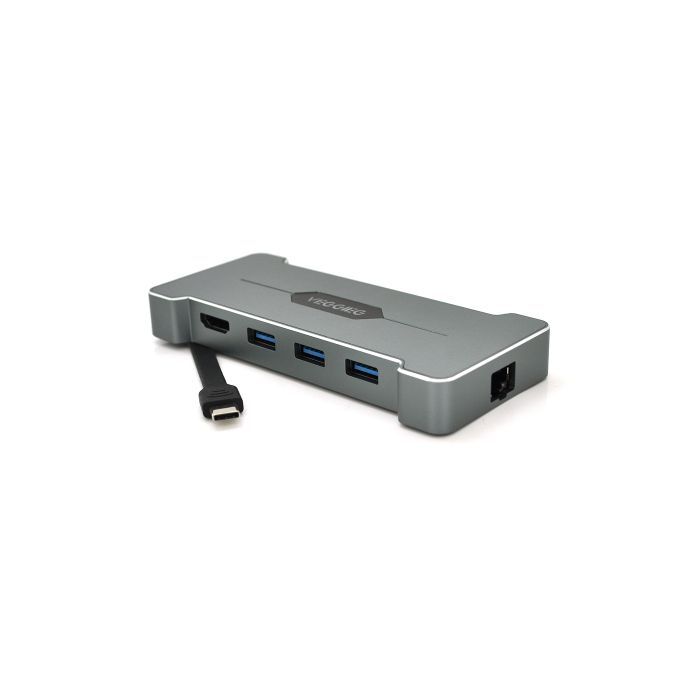Концентратор VEGGIEG USB-C 5-in-1 USB-C + 3xUSB 3.0 + HDMI + RJ45 silver (TC06)