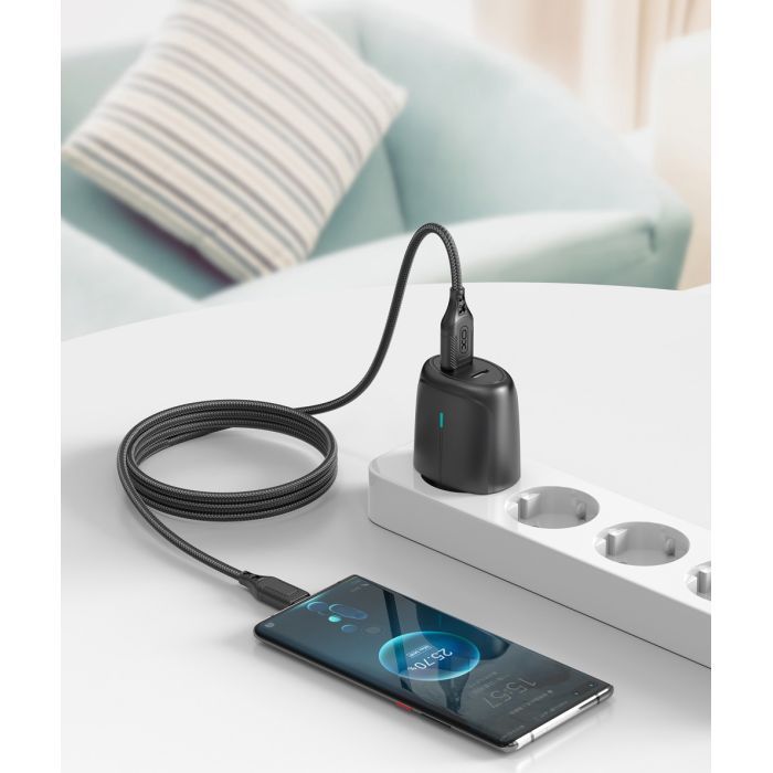 Дата кабель USB 2.0 AM to USB-C 1.0m braided black XO (NB235_C_Black) изображение 4