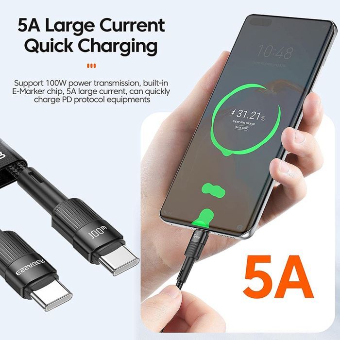 Дата кабель USB-C to USB-C 2.0m 100W black Essager (EXCTT1-XCA01) изображение 4