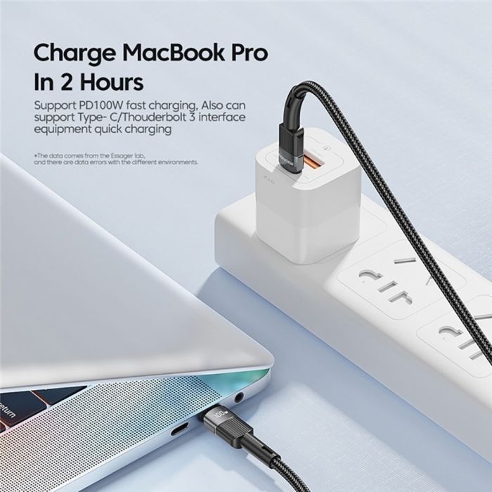 Дата кабель USB-C to USB-C 2.0m 100W black Essager (EXCTT1-XCA01) изображение 5