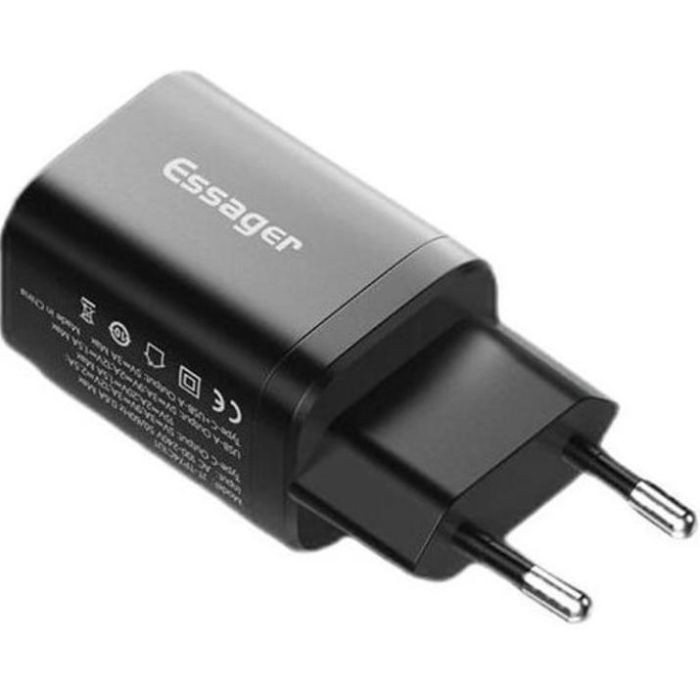 Зарядное устройство Essager 1xUSB + 1xUSB-C PD30W black (ECTPQS-ZTB01) изображение 2