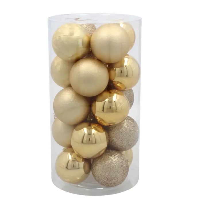 Елочная игрушка Chomik пластикові кульки 20 шт, 5 см, золотисті (5900779893801_2)