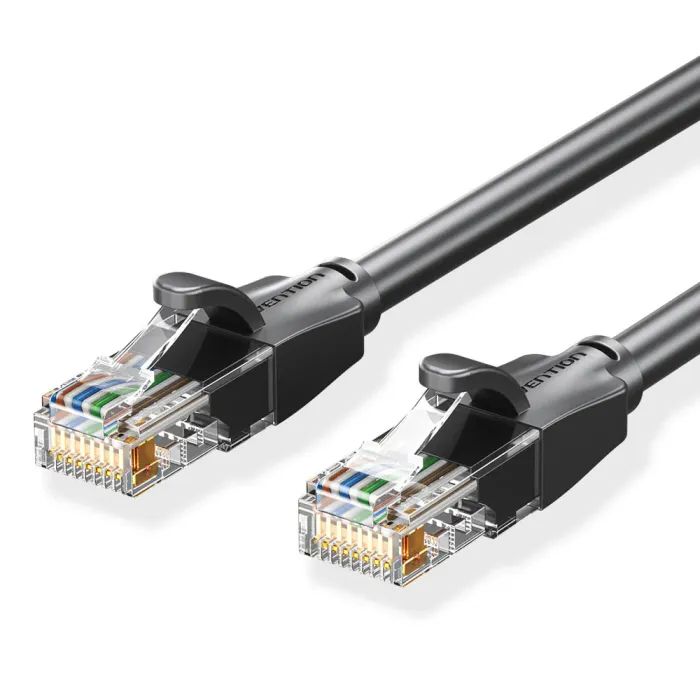 Патч-корд 1м, UTP cat 6 RJ-45 black Vention (IBEBF)