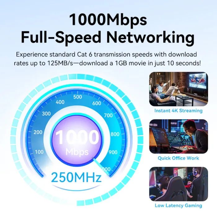 Патч-корд 1м, UTP cat 6 RJ-45 black Vention (IBEBF) зображення 3