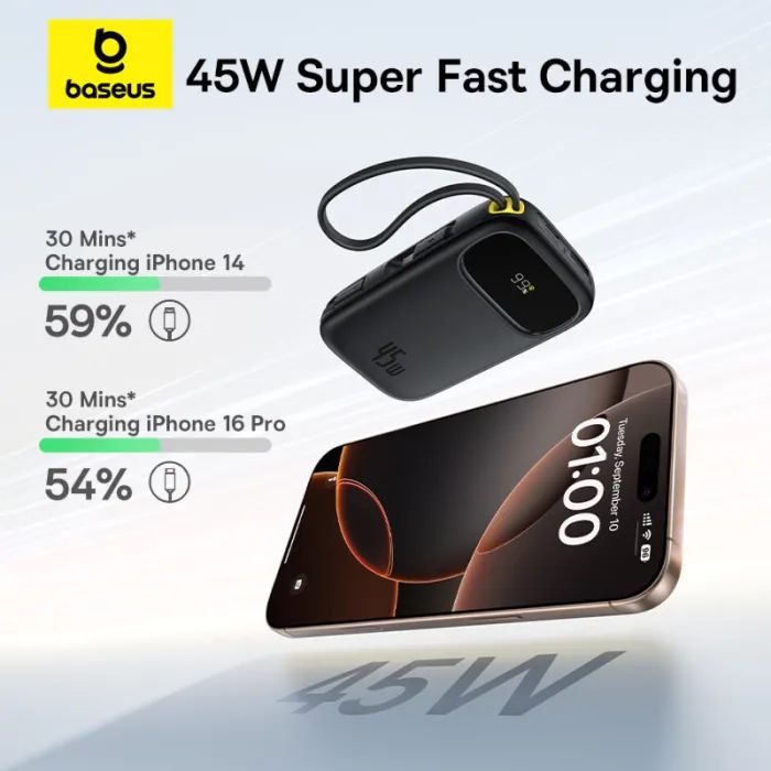 Батарея універсальна Baseus EnerFill FC31 Qpow 3 20000mAh 45W PD/3.0 QC/4.0 Black (E0028D00) зображення 5