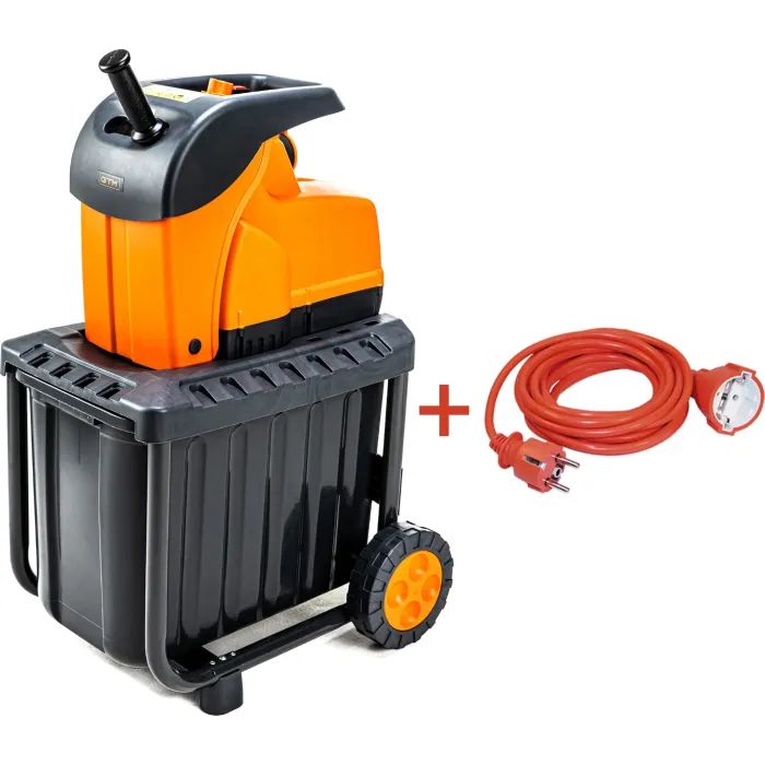 Садовий подрібнювач GTM DS2800/45 KIT, 220В, 2800Вт, до 45мм, ножі, 60л + подовжувач 10м (DS2800/45_KIT+ext.cord)