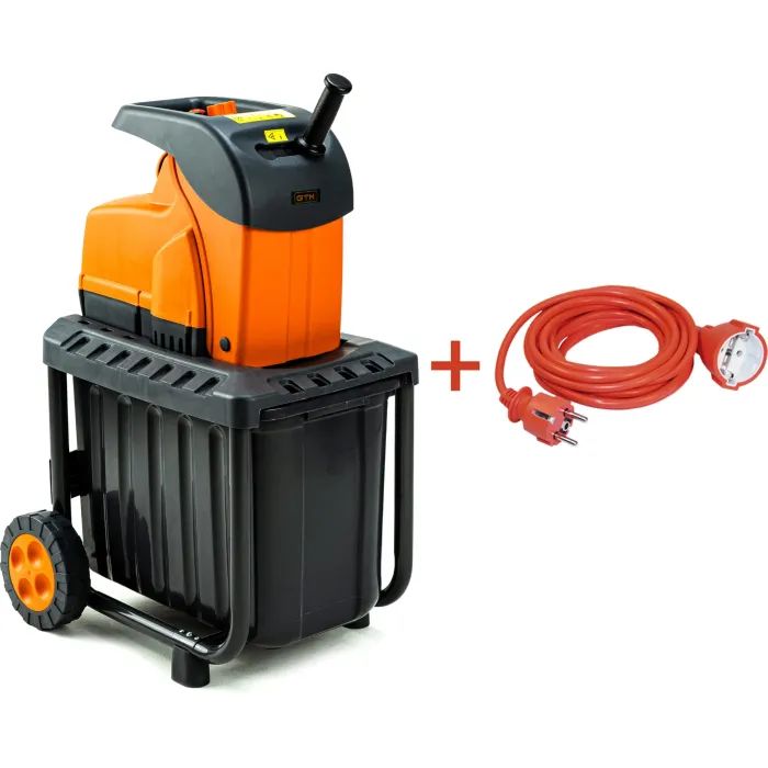 Садовий подрібнювач GTM DS2800/45 KIT, 220В, 2800Вт, до 45мм, ножі, 60л + подовжувач 10м (DS2800/45_KIT+ext.cord) зображення 3