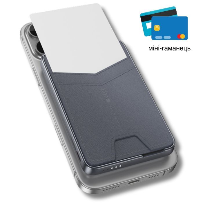 Батарея універсальна HOCO 5000mAh Title PD/20W Magnetic with stand + mini wallet Grey (Q46 / 714988) зображення 5
