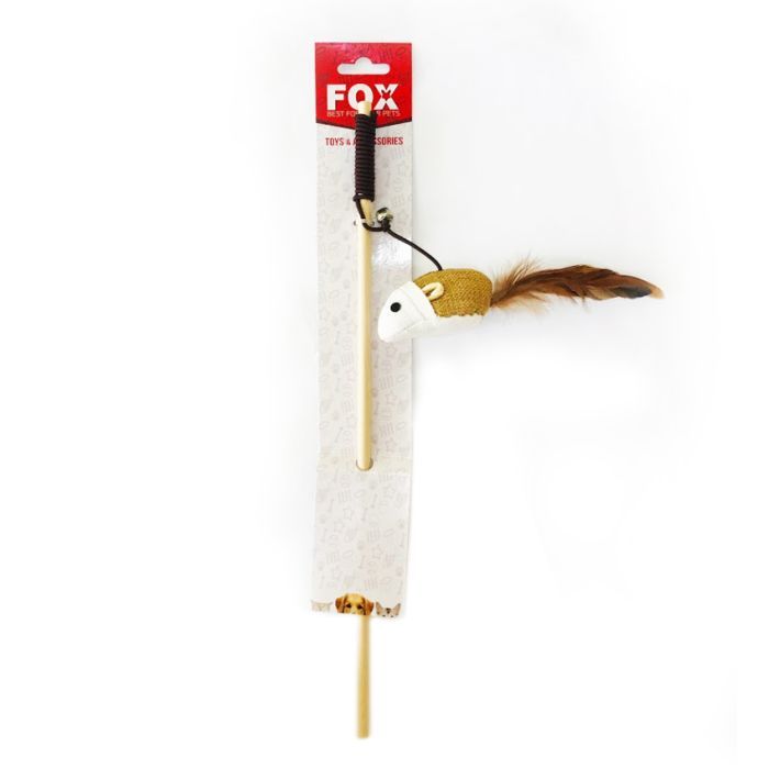 Игрушка для кошек "FOX" Удочка-дразнилка ECO "Мышь с белой мордочкой и пухом" (6912102124697)