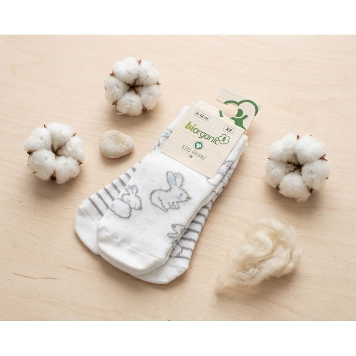 Носки детские Bibaby с зайчиками (68237-18-24-creamblue) изображение 4