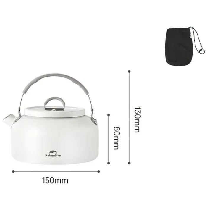 Чайник туристичний Naturehike CNK2450CF013 0,8 л, алюміній, білий (6927595706046)