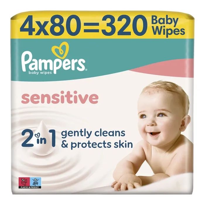 Детские влажные салфетки Pampers Sensitive 2 x 80 шт(160 шт) (8006530135252)