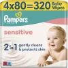 Детские влажные салфетки Pampers Sensitive 80 шт х 4 пачки (320 шт) (8001841062754)