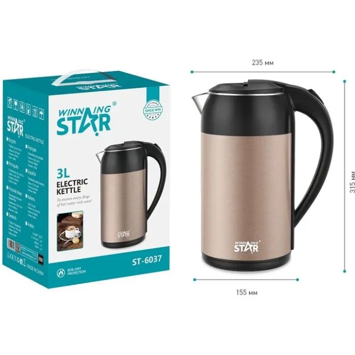 Электрочайник WINNINGSTAR ST-6037 Bronze изображение 5