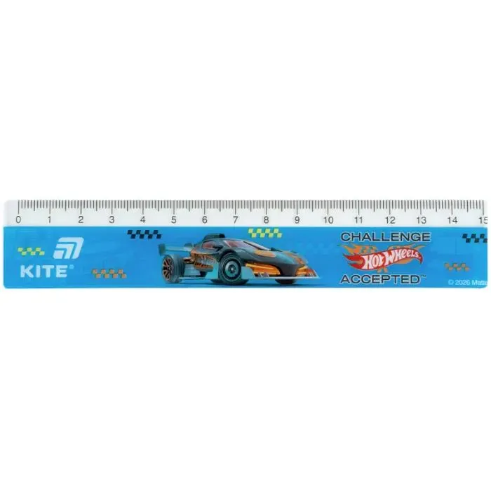 Линейка Kite пластиковая Hot Wheels, 15 см (HW26-090)