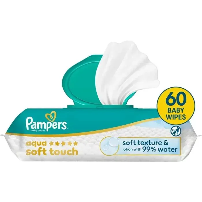 Детские влажные салфетки Pampers Гармонія аква 60 шт (8006530140171) изображение 2